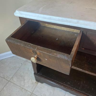 LOT 213: Vintage Smaller Marble Top Cabinet