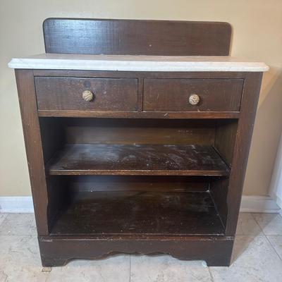 LOT 213: Vintage Smaller Marble Top Cabinet