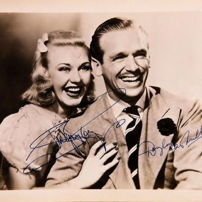 Ginger Rogers and Douglas Fairbanks signed portrait photo 