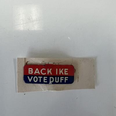 Back Ike Vote Duff lapel 