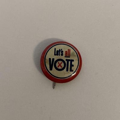 Lets all Vote vintage pin 