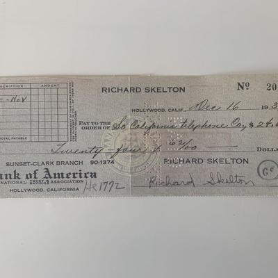 Red Skelton signed check