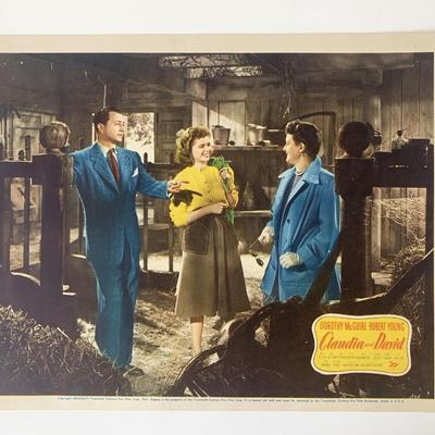 Claudia and David original 1946 vintage lobby card