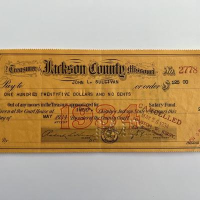 John L. Sullivan signed check