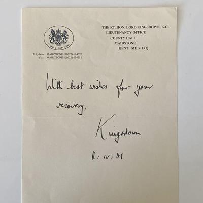 Thomas Pemberton Leigh, 1st Baron Kingsdown signed note