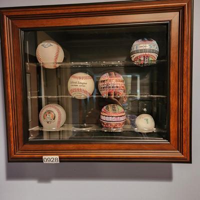 Baseball Display Case with balls Cal Ripken Yankees