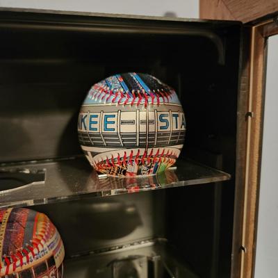 Baseball Display Case with balls Cal Ripken Yankees