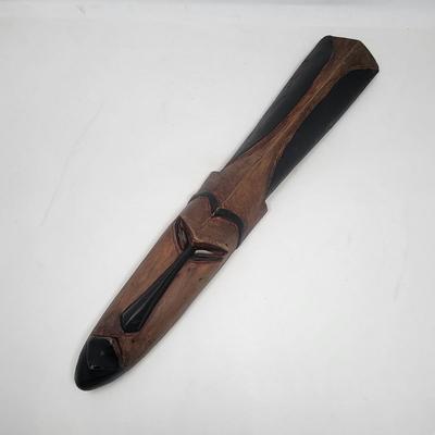 African Carved Wood Slender Mask Wall Art