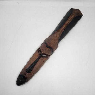 African Carved Wood Slender Mask Wall Art