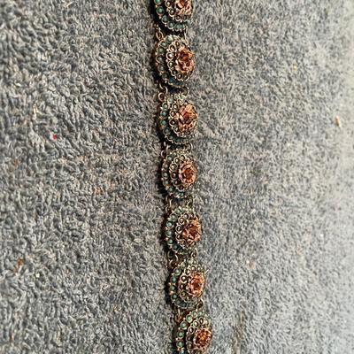 LOT 95 GORGEOUS VINTAGE 800 SILVER TURQUOISE MARCASITE BRACELET