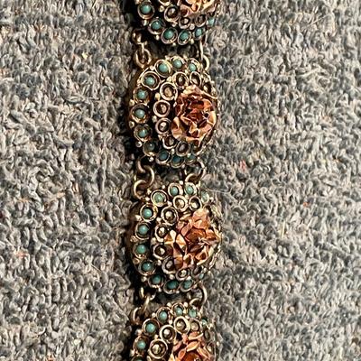 LOT 95 GORGEOUS VINTAGE 800 SILVER TURQUOISE MARCASITE BRACELET
