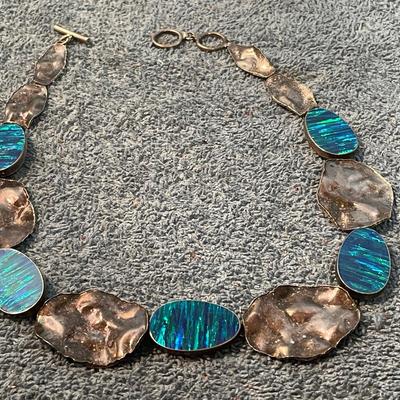 LOT 97 STUNNING STERLING OPAL NECKLACE