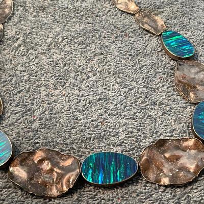 LOT 97 STUNNING STERLING OPAL NECKLACE