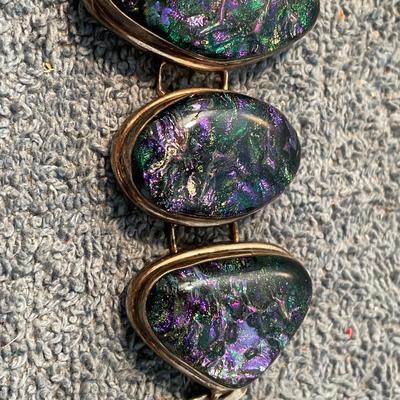 LOT 98 GORGEOUS STERLING DICHROIC GLASS BRACELET