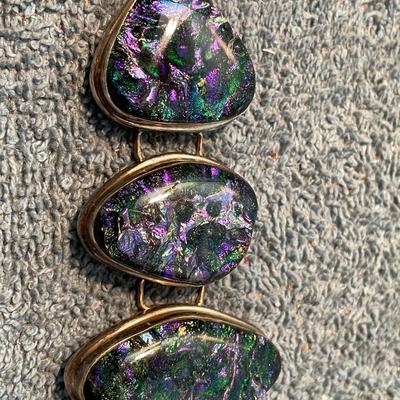 LOT 98 GORGEOUS STERLING DICHROIC GLASS BRACELET