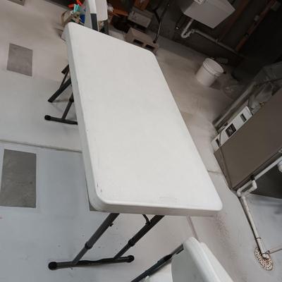 LIFETIME 4 FOOT TABLE AND 2 LIFETIME FOLDING CHAIRS