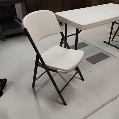 LIFETIME 4 FOOT TABLE AND 2 LIFETIME FOLDING CHAIRS