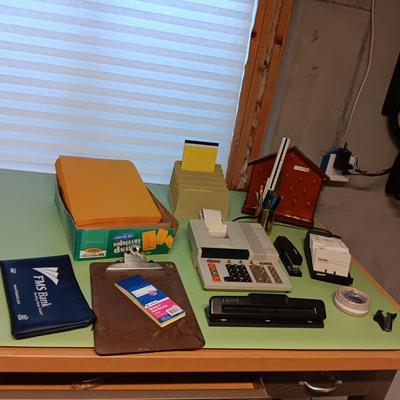 ELECTRIC CALCULATOR WITH TAPE AND OTHER OFFICE SUPPLIES