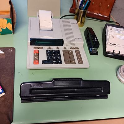 ELECTRIC CALCULATOR WITH TAPE AND OTHER OFFICE SUPPLIES