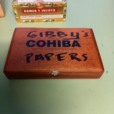 NICE WOODEN CRIBBAGE BOARD, WOODEN INDEX FILE BOX AND 2 CIGAR BOXES