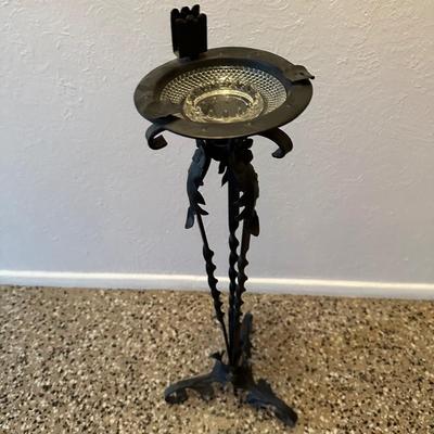 Antique Iron Ashtray Stand