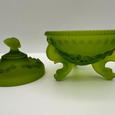 Vintage Westmoreland Footed Green Candy Dish/Compote