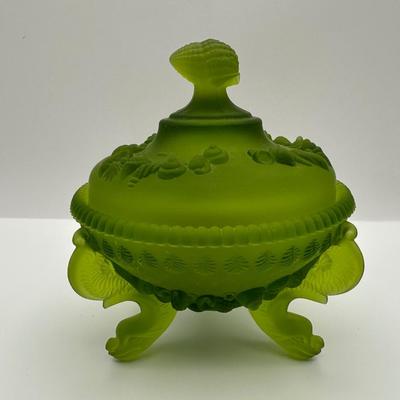 Vintage Westmoreland Footed Green Candy Dish/Compote