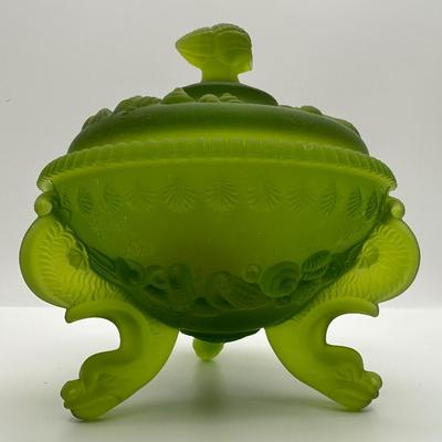 Vintage Westmoreland Footed Green Candy Dish/Compote