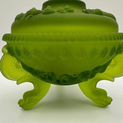 Vintage Westmoreland Footed Green Candy Dish/Compote