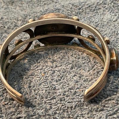 LOT 108 FABULOUS STERLING TURQUOISE NATIVE AMERICAN CUFF BRACELET