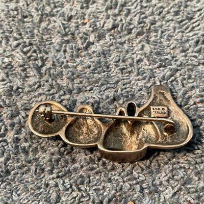 LOT 110 STERLING TURQUOISE NATIVE AMERICAN POTS PIN