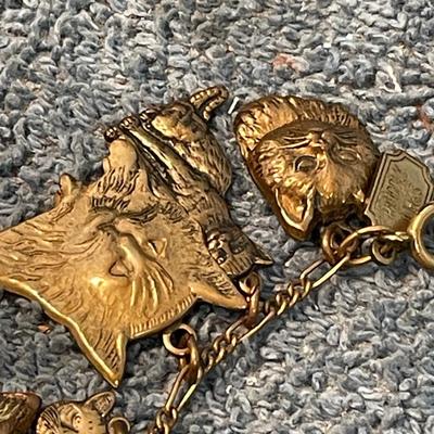 LOT 118 FAB COLLECTABLE BRASS PIDIDDLY LINKS CAT CHARM BRACELET
