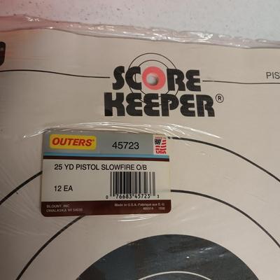 PISTOL PARTS, SHOTGUN CLEANER AND PAPER TARGETS