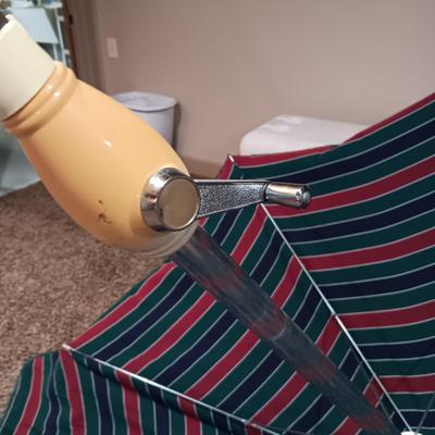 PATIO UMBRELLA IN GREAT SHAPE AND SOLAR LIGHTS