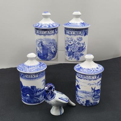 Blue Room Collection Spode Herb & Spice Jars