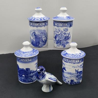 Blue Room Collection Spode Herb & Spice Jars