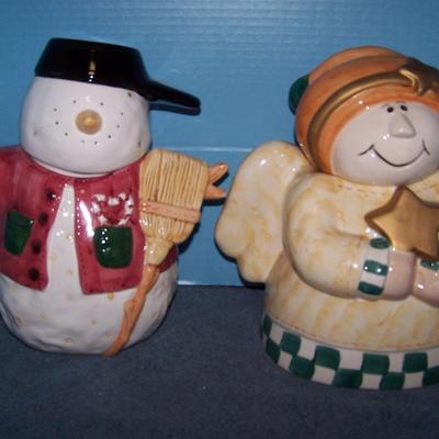 LOT 145 TWO CUTE CHRISTMAS COOKIE JARS