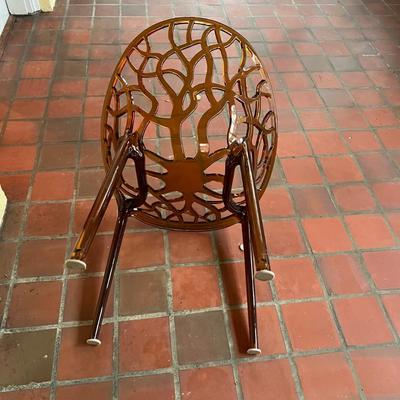 Crystal Polycarbonate Patio Dining Chair in Amber (D-RG)