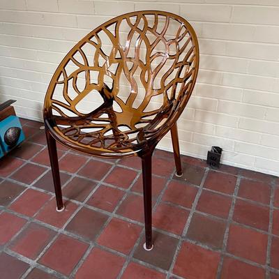 Crystal Polycarbonate Patio Dining Chair in Amber (D-RG)