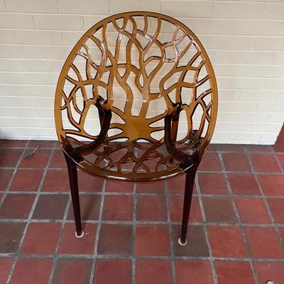Crystal Polycarbonate Patio Dining Chair in Amber (D-RG)
