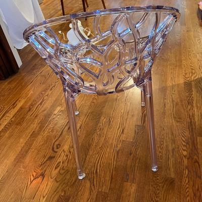 Matching Pair of Crystal Polycarbonate Modern Dining Chairs (DR-RG)