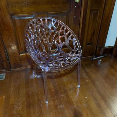 Matching Pair of Crystal Polycarbonate Modern Dining Chairs (DR-RG)