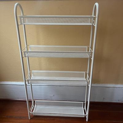 Rolling Wooden Kitchen Island with Metal Mesh Storage Rack (BP-MG)