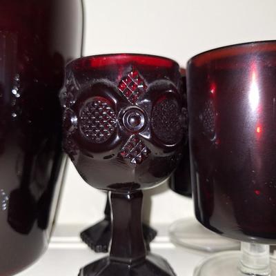 2 Cranberry Cape Cod Goblets