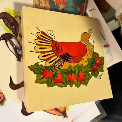 Lot 30 Chicken tapestry & posters