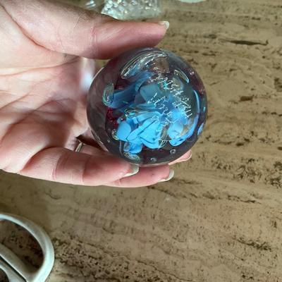 K1038 Waterford Crystal Clock , Art Glass Egg with Vase , Hummingbird Ornament