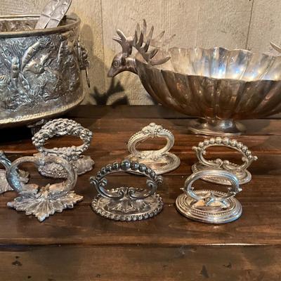 D1040 Large Silverplate Lot of Bowls and Paperweights