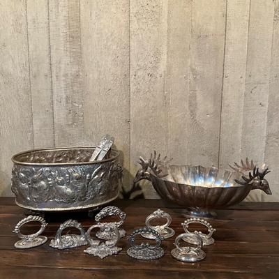 D1040 Large Silverplate Lot of Bowls and Paperweights