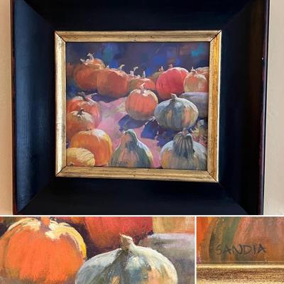 Elizabeth Sandia “Pumpkins” Signed Pastel On Paper (BP-RG)