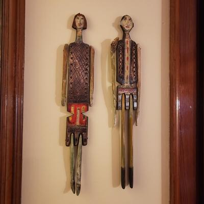 "Her" & "Him" Wooden Wall Puppets by Terry Turrell (E-KD)